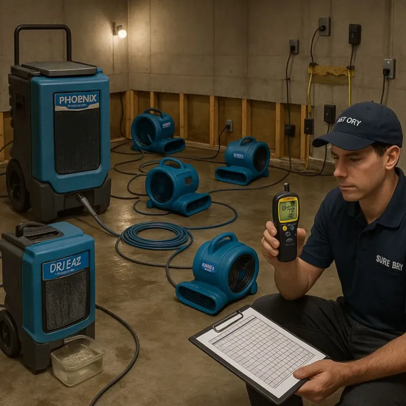 Structural Drying and Dehumidification process in Colfax, WI
